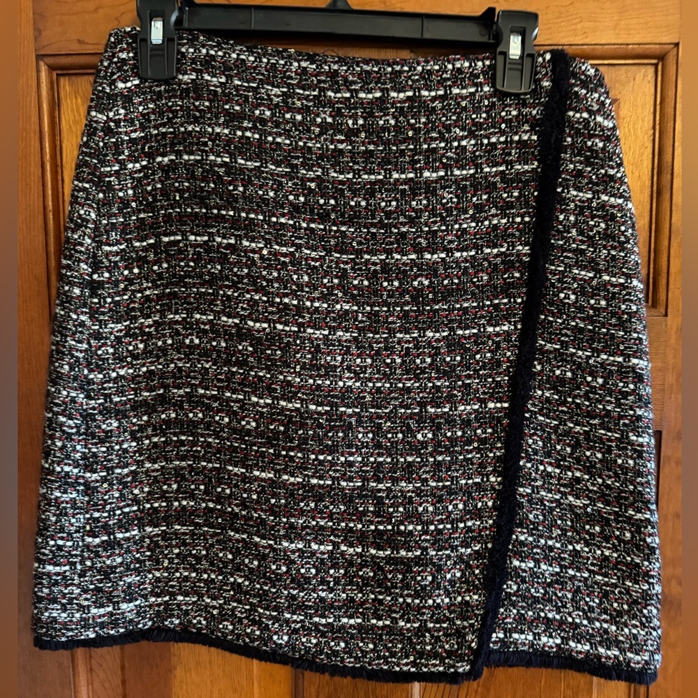 LOFT Black and White Textured A-Line Skirt